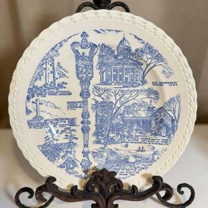 Vernon Kilns Norfolk Virginia Historic Tidewater Blue Transferware Plate 10.5in